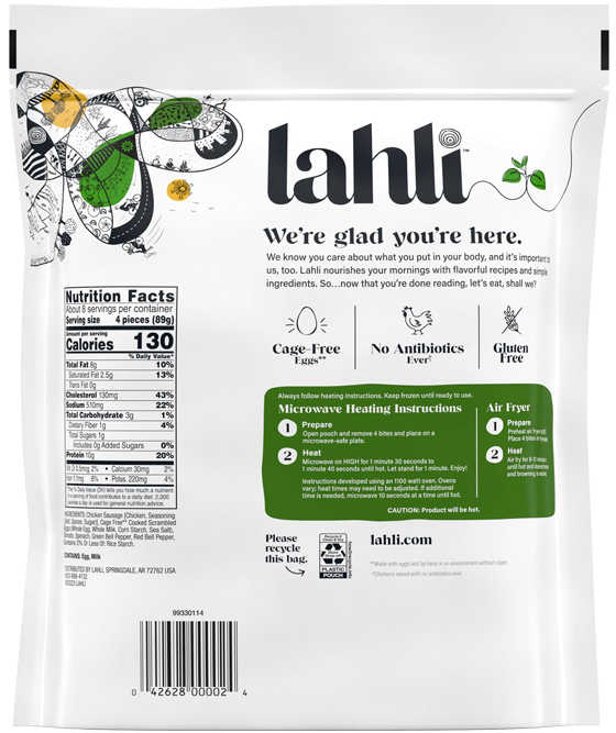 lahli morning protein bites Spinach Rustica product packshot back